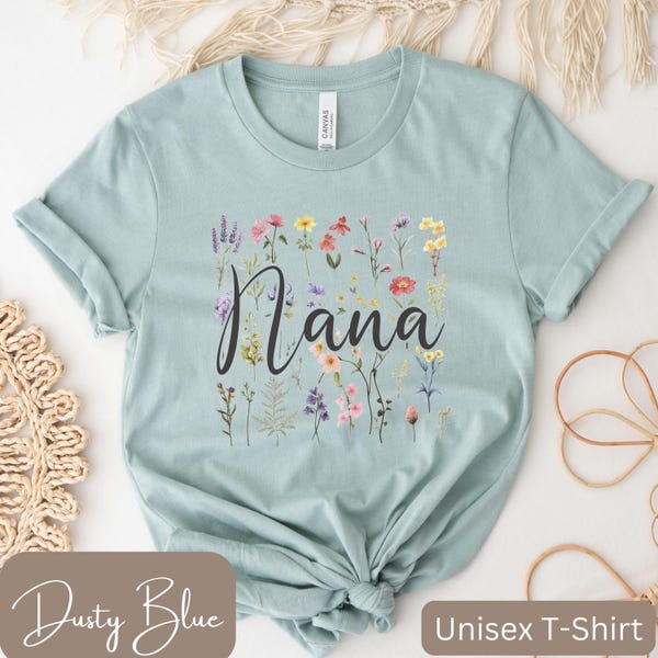 Nana Wildflower T-Shirt, Floral Nana Shirt, Nana T-Shirt, Nana Shirt with Flowers, Gift for Nana, Pretty Nana Shirt, Personalized Nana Gift