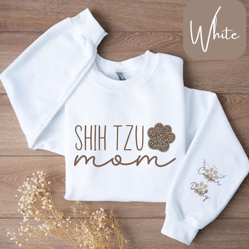 Shih Tzu Sweatshirt, Shih Tzu Mom Shirt, Sleeve Design Shih Tzu Shirt, Personalized Shih Tzu Shirt, Shih Tzu Mama, Shih Tzu Gifts image 8