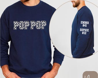 Soccer Pop Pop Shirt, Personalized Soccer Player T-Shirt with Player Number, Custom Soccer PopPop Sweatshirt, Long Sleeve Tee, Soccer PopPop