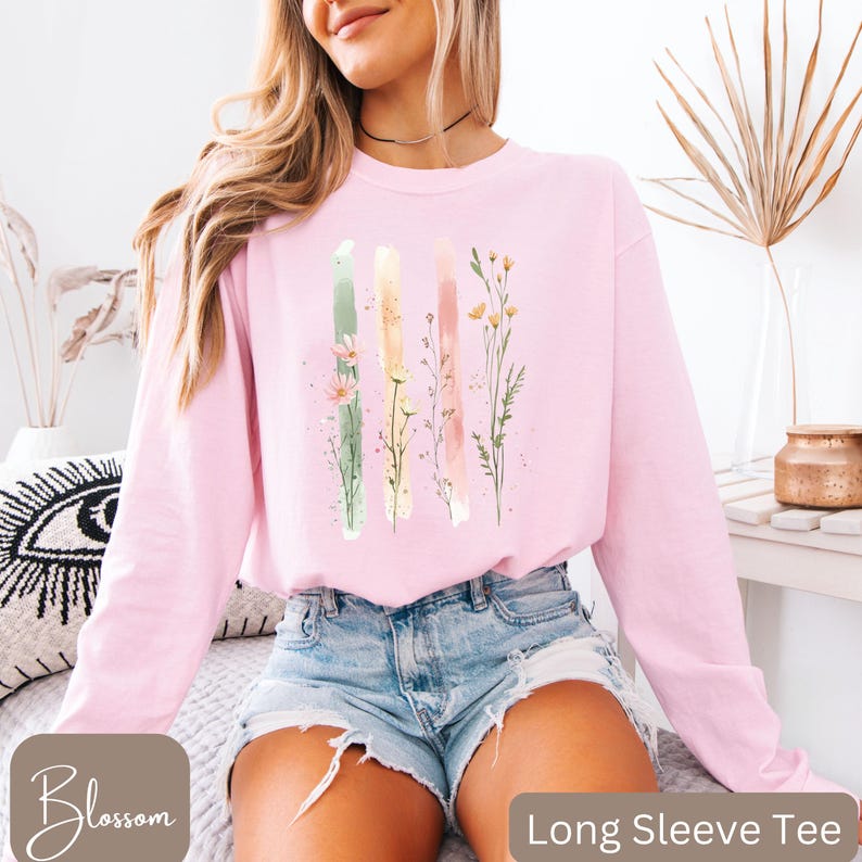 Comfort Colors® Wildflower Shirt, Pastel Florals, Watercolor Flower ...