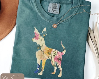 Camiseta de Pinscher Miniatura Comfort Colors®, Camiseta Floral de Pinscher Miniatura, Regalo para Amantes de los Pinschers, Camiseta para Mamá de Pinscher Miniatura, Sudadera con Capucha de Pinscher Miniatura