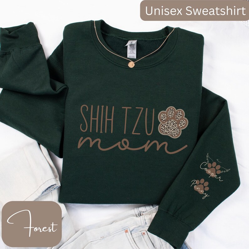 Shih Tzu Sweatshirt, Shih Tzu Mom Shirt, Sleeve Design Shih Tzu Shirt, Personalized Shih Tzu Shirt, Shih Tzu Mama, Shih Tzu Gifts image 6