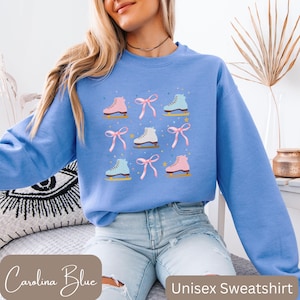 Kokette Schleife Schlittschuh Sweatshirt oder Hoodie, Eiskunstläuferin Geschenk, Band Eislaufen Pullover, Damen Schlittschuh Hoodie, Skate Mom Sweatshirt