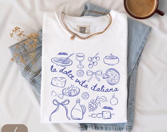 Comfort Colors® Italien Hemd, La Dolce Vita, Italienische Lebensmittel, Capri Italien Hemd, Amalfiküste, Positano Hemd, Langarm-T-Shirt, Vintage Italien