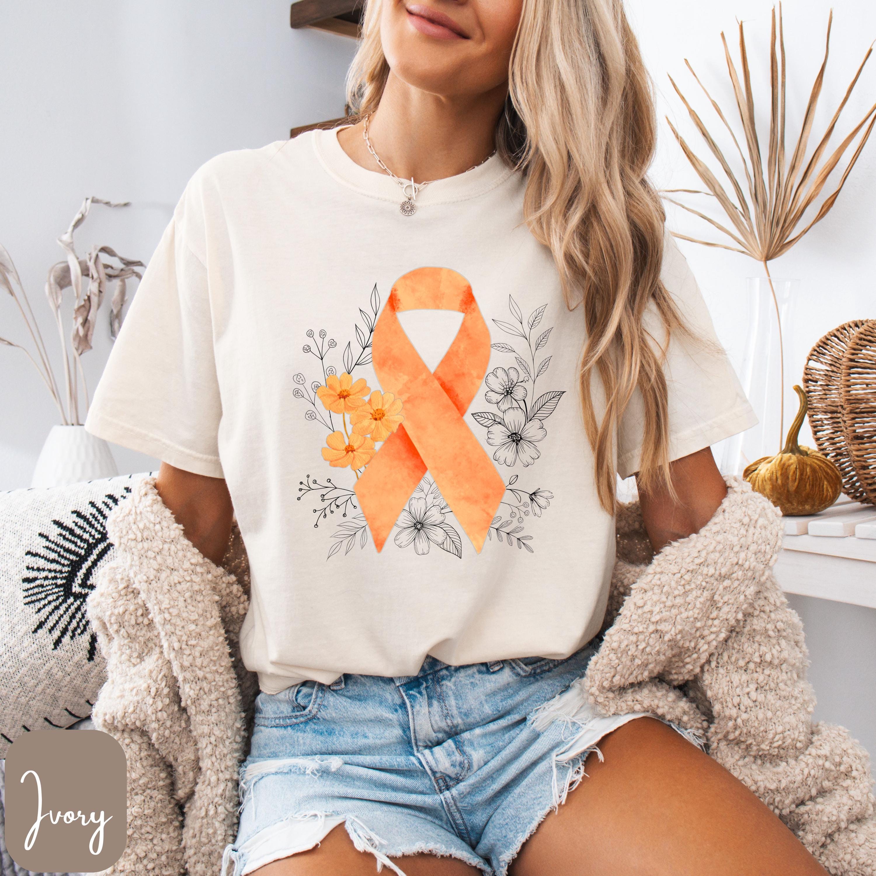Peach Cancer Ribbons Comfort Colors® Peach Cancer Ribbon Shirt, Floral Uterine Cancer Shirt ...