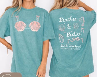 Camiseta Comfort Colors® "Playas y mejores amigas", camiseta de viaje de chicas a la playa, camiseta de vacaciones para mejores amigas, camiseta de escapada tropical, camiseta de viaje de cumpleaños