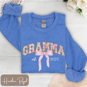 Custom Gramma Est Sweatshirt, Gramma Est Sweater, Sweatshirt for Gramma, Mother&#39;s Day Gift for Gramma, New Grandma Gift, Gramma Established