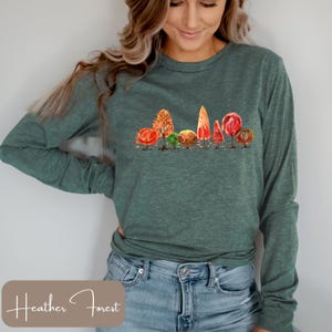 Herfstbomen T-shirt met lange mouwen, herfst aquarel shirt, gezellige Thanksgiving lange mouw, shirt Pumpkin Spice, Cottagecore herfsttop, natuurshirt