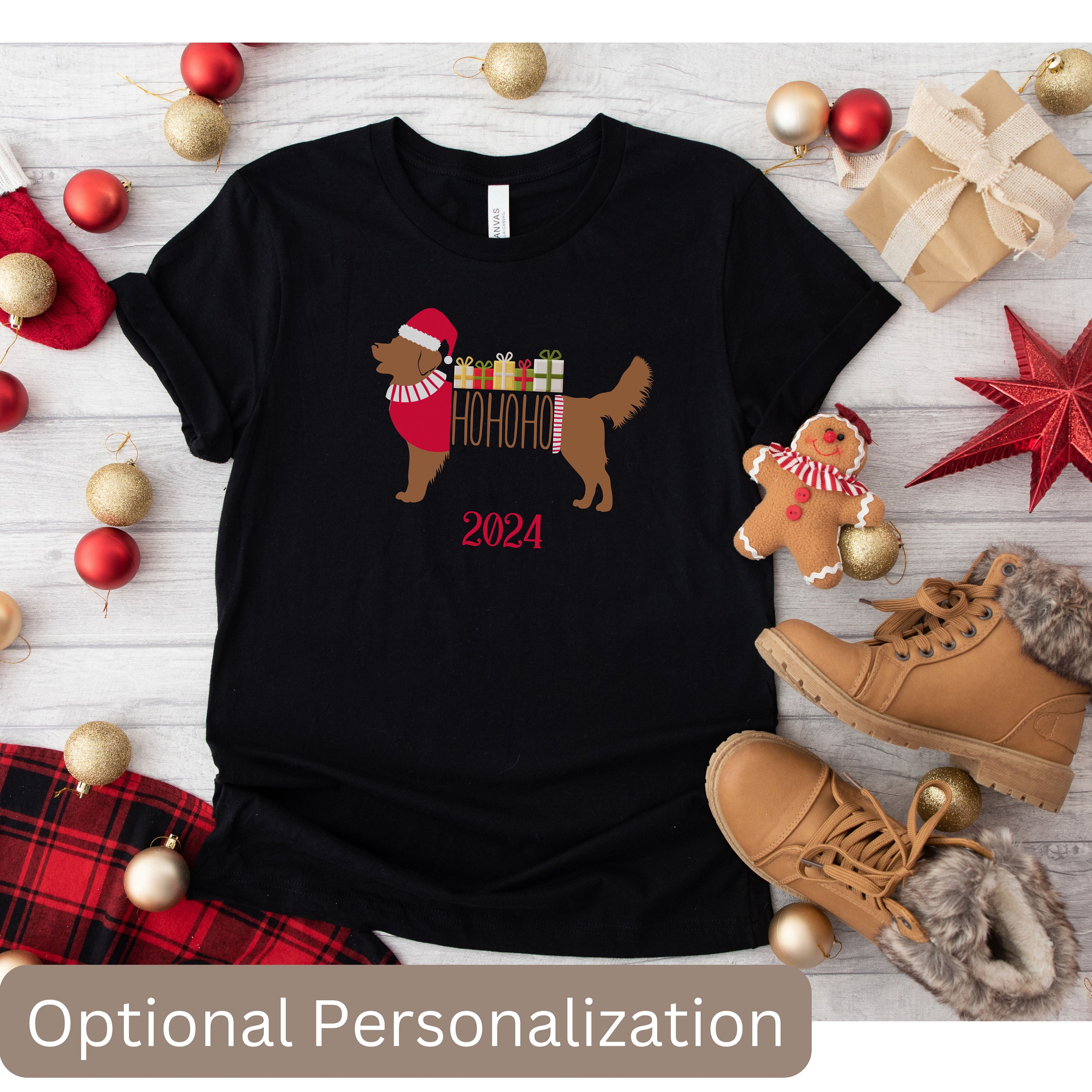 Maglietta Natalizia Con Golden Retriever In Tasca - Pigiama Divertente - Foto 13