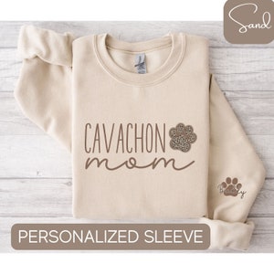Personalized Cavachon Mom Sweatshirt, Cavachon Sweatshirt, Custom Cavachon Shirt With Sleeve Writing, Cavachon Gifts, Cavachon Owner Gifts
