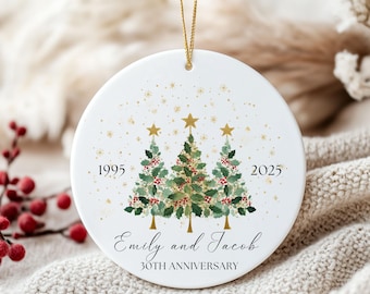 Ornament 30e verjaardag, gepersonaliseerd ornament huwelijksjaar, 30e kerst, 30 jaar getrouwd, meneer en mevrouw, ornament trouwdatum stel