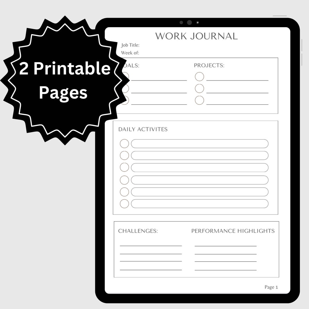 Weekly Work Journal - Etsy