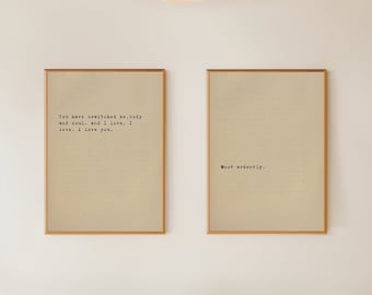 Jane Austen Quote Print Bundle Set of 2 Prints, Pride and Prejudice Poster, Cute Apartment Decor, Elizabeth Bennett Mr Darcy Quote