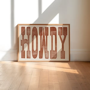 Vintage Howdy Art Print, Rustikales Howdy Poster, Western Wandkunst, süsses Wohnung Dekor, Western Dekoration, Western Wohnkultur