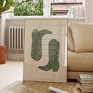 Cowboy Boots Print, Western Poster, Western Cowgirl Wandkunst, minimalistisches Poster, Wohnung Dekor