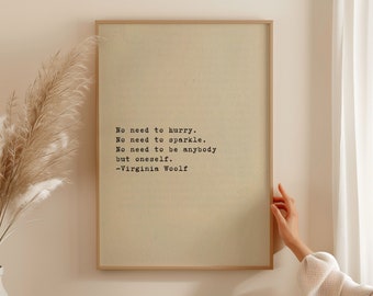 Virginia Woolf Quote Print, Book Quote Poster, Cute Apartment Decor, Be Yourself Inspirational Wall Art, Room of One's Own Literary Wall Art