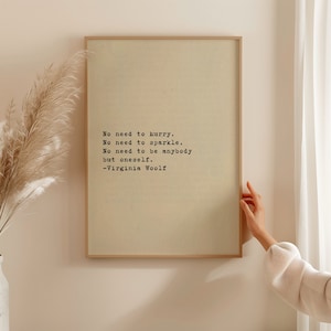 Virginia Woolf Quote Print, Book Quote Poster, Cute Apartment Decor, Be Yourself Inspirational Wall Art, Room of One's Own Literary Wall Art