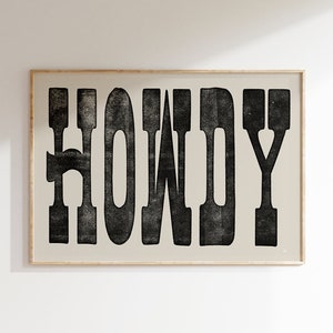 Vintage Howdy Art Print, Rustic Howdy Poster, Western Wall Art, Cute Apartment Decor, Southwestern Decor, Western Home Decor Texas