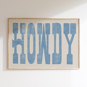 Vintage Howdy Art Print, Rustic Howdy Poster, Western Wall Art, Cute Apartment Decor, Southwestern Decor, Western Home Decor Texas