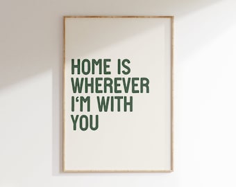 Home Is Wherever I'm With You Print, Hospitality Poster, Cute Apartment Decor, Wall Art for New Apartment, Housewarming Gift, New Home Decor