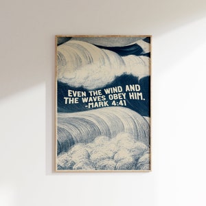 Wind en golven print, minimalistische christelijke muurkunst, vintage bijbel illustratie poster, schrift wanddecoratie