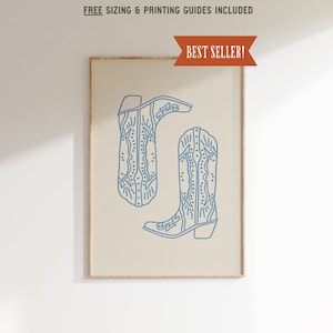 Cowboy Boots Print Minimalist Poster, Western Poster, Western Cowgirl Poster