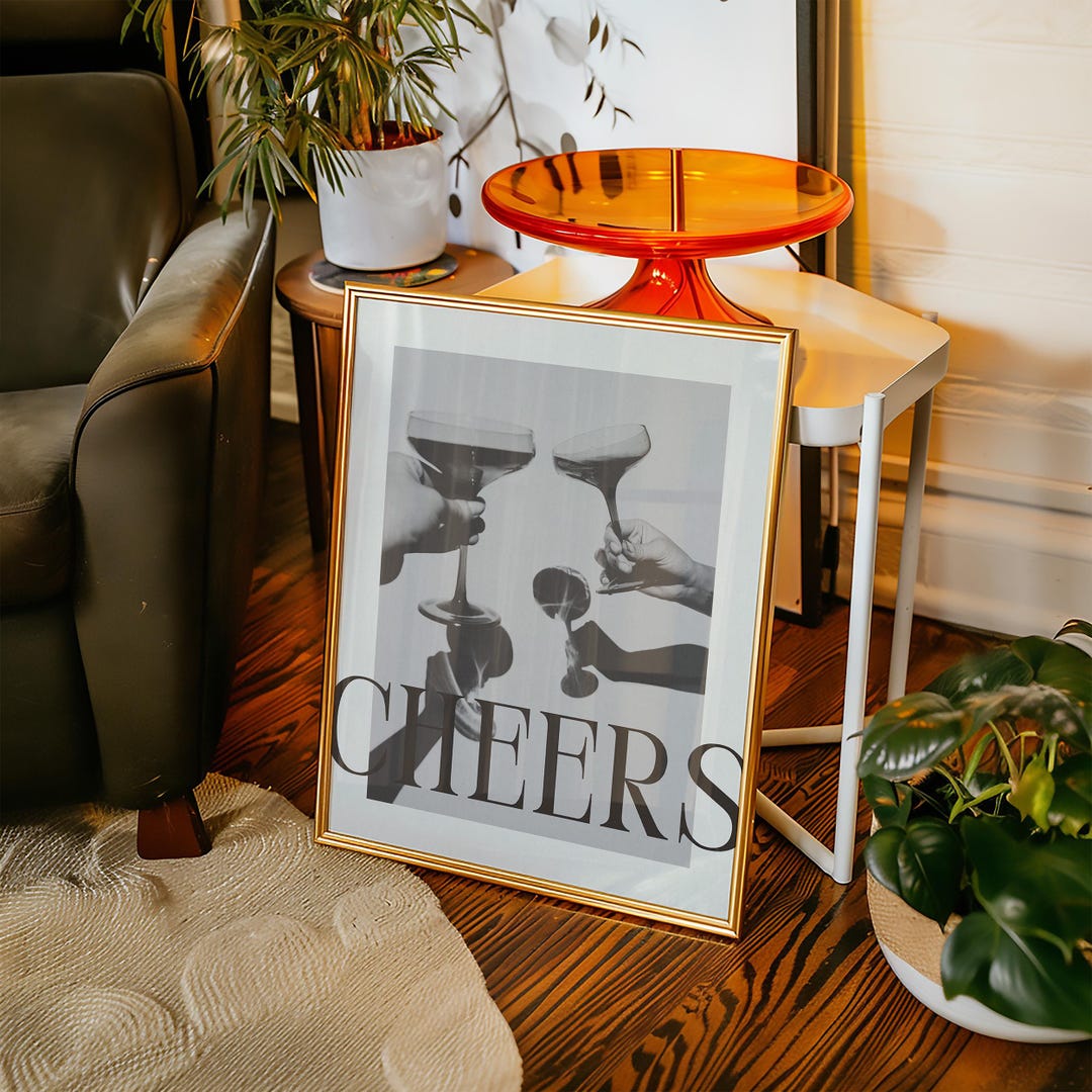 Cheers Poster Cocktail Bar Cart Accessories Art Print Digital Wall Art ...