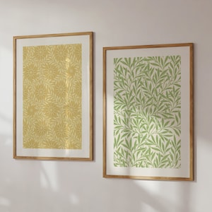 Botanical Pattern Print Bundle, Vintage Textile Art Prints, Yellow Floral Art for Gallery Wall, Boho Cute Apartment Decor, Boho Nursery Art
