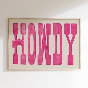 Vintage Howdy Art Print, Rustic Howdy Poster, Western Wall Art, Cute Apartment Decor, Southwestern Decor, Western Home Decor Texas