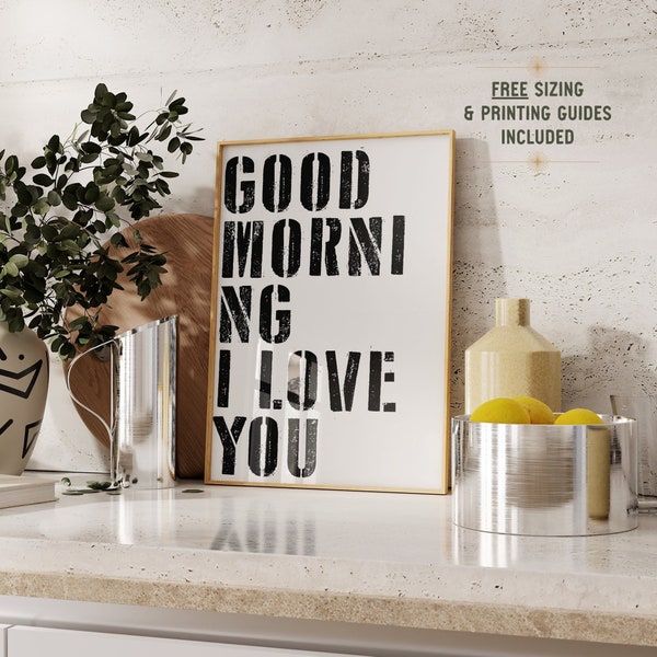 Coffee Bar Sign, Coffee Station Decor, Good Morning Print, Minimalist Typography Art, Cute Apartment Decor, I Love You Wall Art