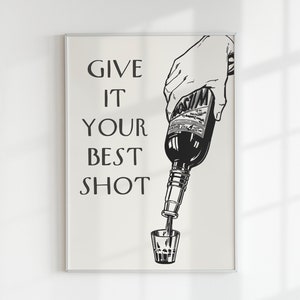 Cocktail Kunstdruck Barzubehör, Bar Wandkunst, süßes Wohnung Dekor, Schnapsglas Vintage Barwagen Druck