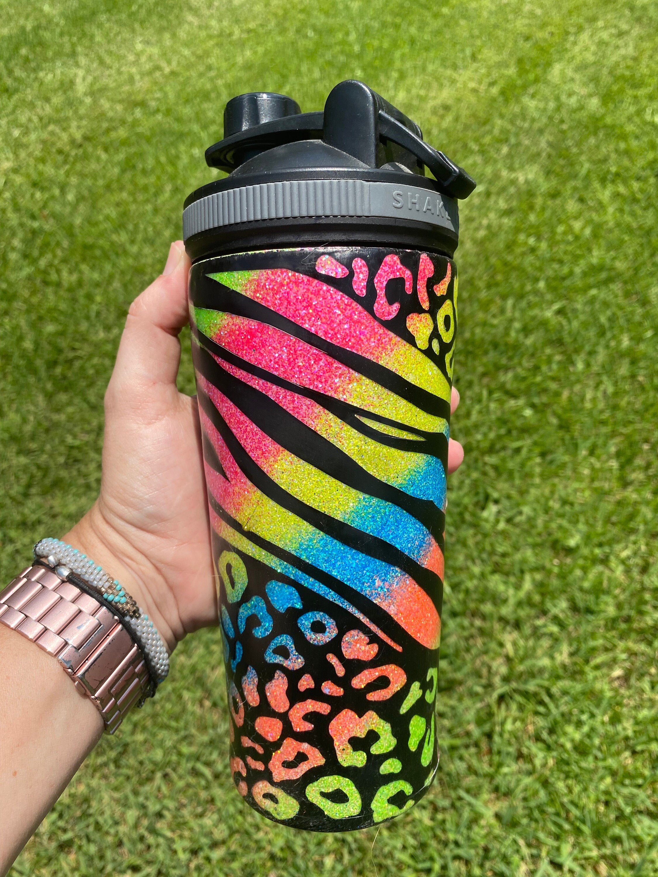 1pc Multicolor Fitness Shaker Cup Sports Water Bottle