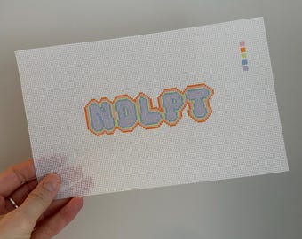 NDLPT Nostalgic Bubble Letter Rainbow Painted Needlepoint Canvas