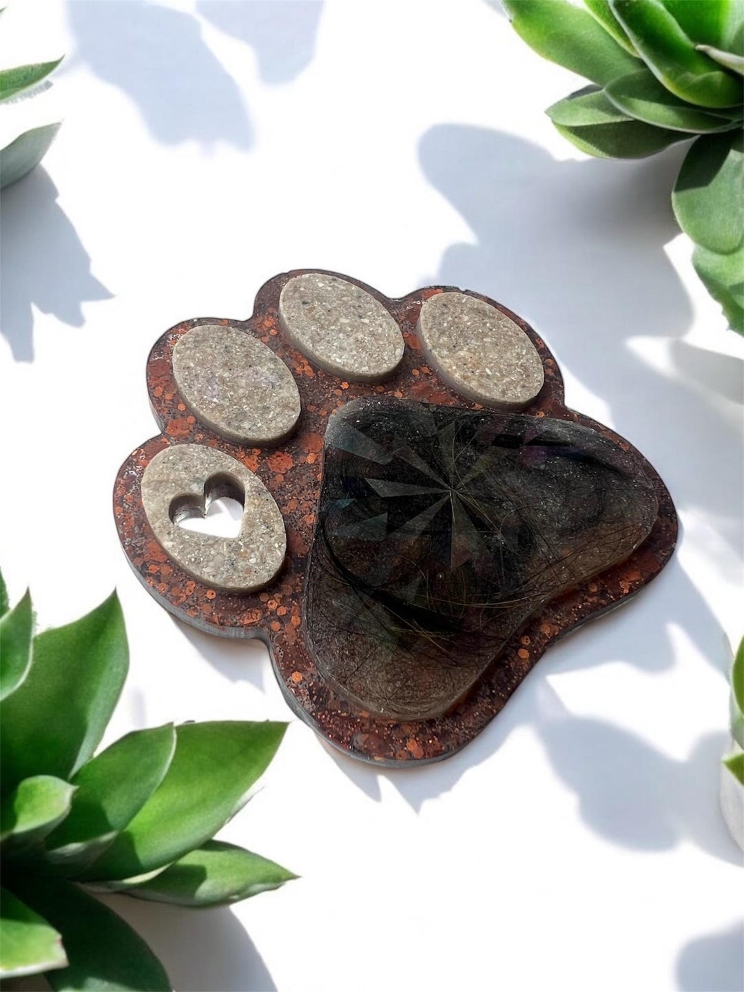 Custom Pet Memorial Keepsake Resin Paw Print With Pet Ashes and Fur ...