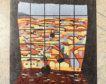 Una ventana en Florencia - xilografía original en reducción
