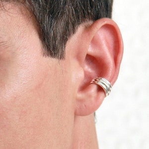 Orecchino minimalista in argento sterling Orecchino triplo semplice Orecchino vistoso Orecchino senza piercing Fascia per le orecchie Gioielli da uomo in argento sterling