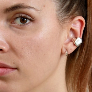 Chunky sterling silver ear cuff Statement ear cuff earring Minimalist silver ear cuff non pierced earrings No piercing ear cuff earring