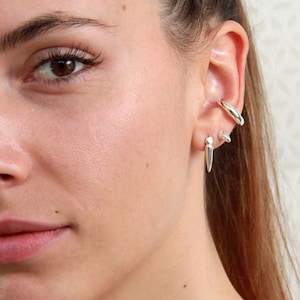 Sterling silver chunky ear cuff non forato Ear cuff importante Ear cuff in argento massiccio Ear cuff senza piercing Ear cuff spesso