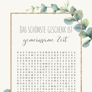 Personalisierter Gutschein Geschenkidee Geschenkgutschein Rätsel kreativ DIY Vorlage Download PDF Geschenk elegant Geburtstag Weihnachten