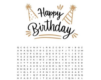 Personalized voucher - puzzle as a creative gift idea - birthday happy birthday black/gold