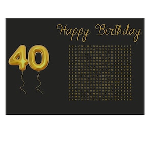 Chèque personnalisé idée cadeau 40ème anniversaire chèque cadeau DIY puzzle anniversaire créatif PDF modèle surprise de dernière minute