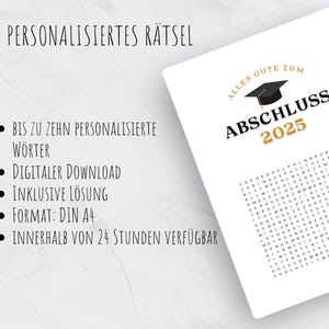 Vale personalizado Abitur 2025, vale regalo de graduación, idea de regalo, rompecabezas creativo DIY, sorpresa de última hora, tiempo en lugar de cosas