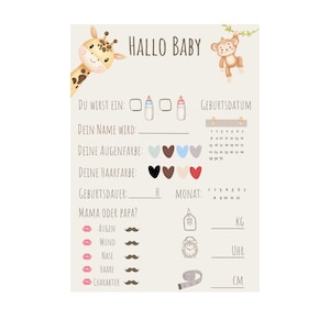 Baby Tip Card / Baby Shower / Baby Shower - Party Game Raadspel Vulkaart Wenskaart Digitale Download Zwangerschap Meisje Jongen Wensen
