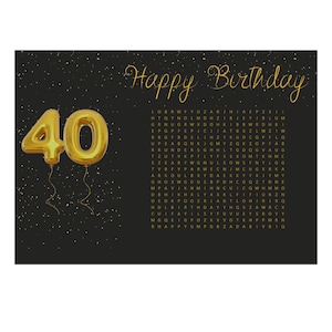 Spersonalizowany voucher Pomysł na prezent na 40. urodziny Bon upominkowy DIY puzzle kreatywne urodziny PDF Szablon niespodzianki w ostatniej chwili