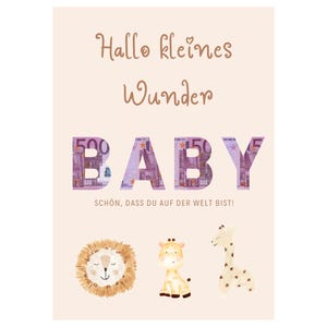 Geld cadeau cadeau geboorte DIY om zelf af te drukken PDF digitale bestandsversie baby dieren creatieve last minute instant download geld
