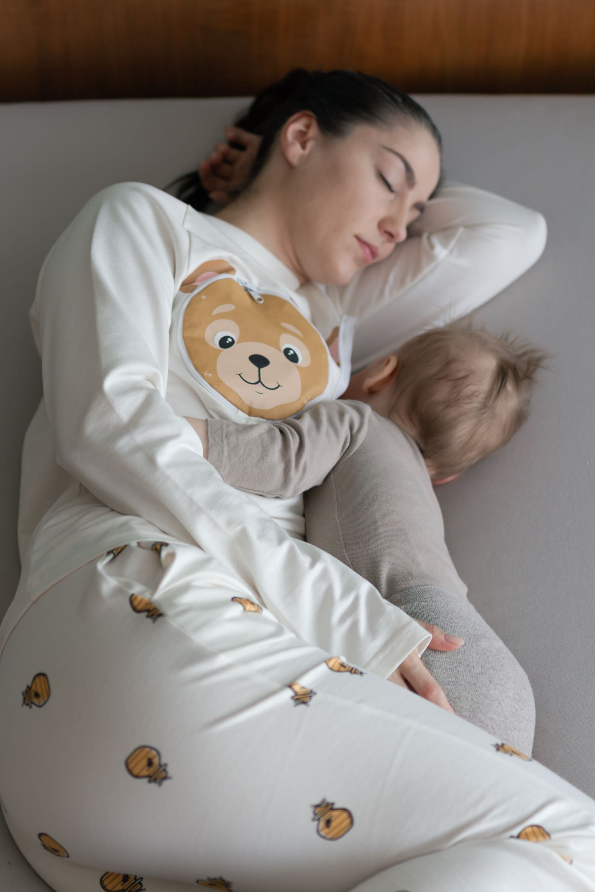 Mama Bear Cute Warm and Comfy Breastfeeding Pyjamas With Easy Zip Openings and Nursing Pads 100 Organic Cotton Ideal to Co sleep Etsy Canada