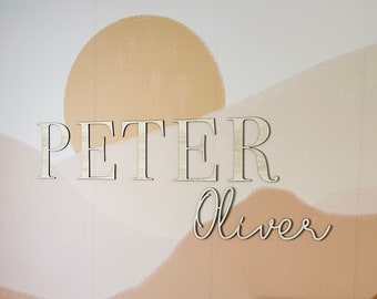 Letrero de madera personalizado con nombre, decoración para habitación infantil, letrero con nombre de bebé, arte mural con letras, arte para habitación infantil, arte mural para guardería, letrero de madera para cuna.