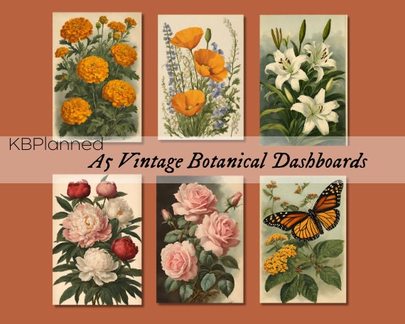 Tableaux de bord floraux vintage A5