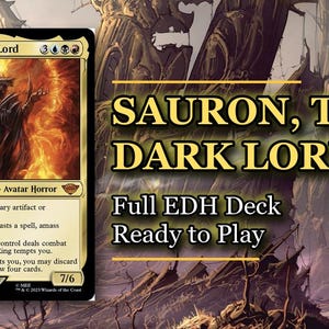 mtg lord of the rings sauron commander deck EDH Deck Sauron, Dark 100 Magic Cards  Moonveil Games Trample Whenever a commander an opponent controls dies Sauron, the Dark Lord (Commander)