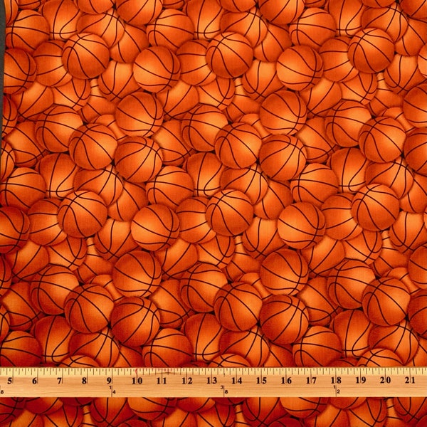 Timeless Treasures Novelty Sports Fabric Basketballs 100% Cotton Fabric BTY